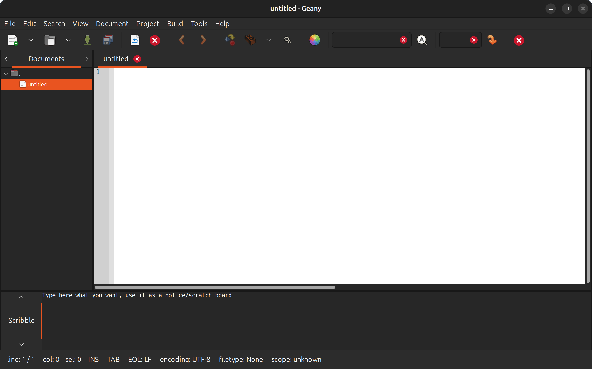 geany editor screen